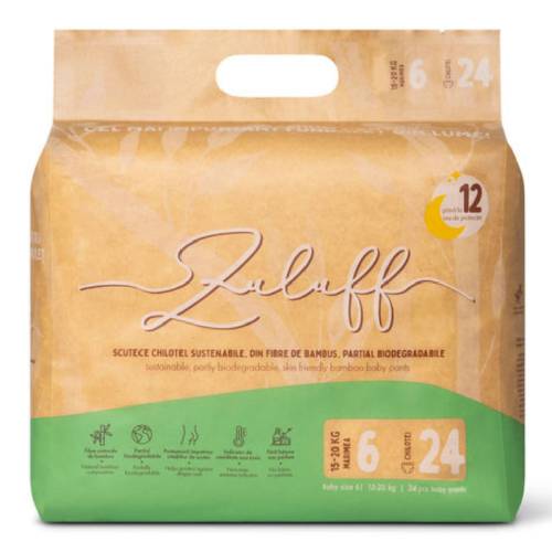 Scutece chilotei din bambus, marimea 6, 15-20kg, 24 bucati, Zuluff