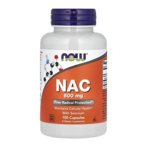 N-Acetyl Cysteine Cu Seleniu, 600 mg, 100 Capsule vegetale, Now Foods