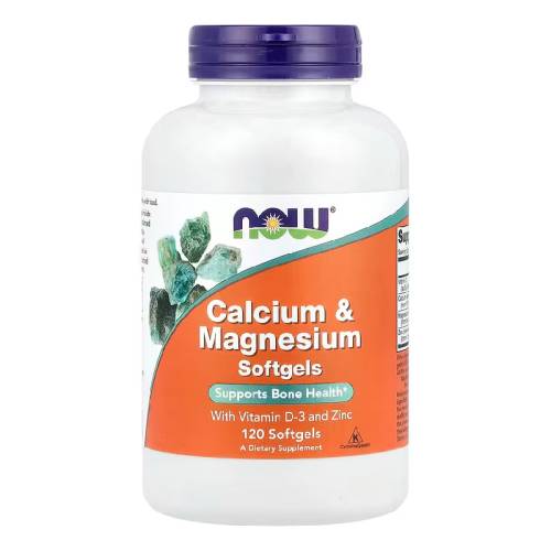 Calciu si magneziu cu vitamina D-3 si zinc, 120 gelule moi, Now Foods