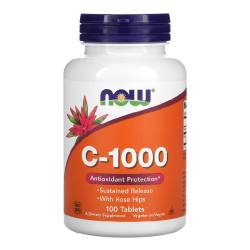 Vitamina C-1000 mg si macese cu eliberare treptata, 100 tablete, Now Foods