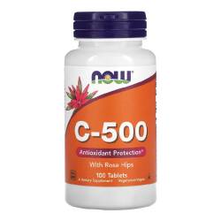 Vitamina C cu macese, 500 mg, 100 tablete, Now Foods
