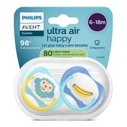 Suzete Ultra Air, 6-18 luni, SCF080/26, Maimutica, 2 bucati, Philips Avent