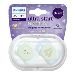 Suzete Ultra Start de noapte, 0-2 luni, SCF075/18, Sleep, 2 bucati, Philips Avent