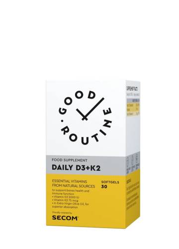Daily Vitamina D3 2000UI + K2 75mcg Good Routine, 30 capsule moi, Secom