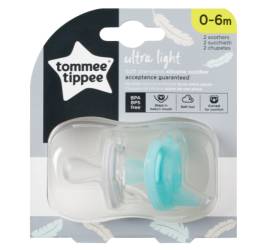 Set Suzete Ortodontice Usoare, 0-6 luni Transparent/Turquoise, 2 bucati, Tommee Tippee