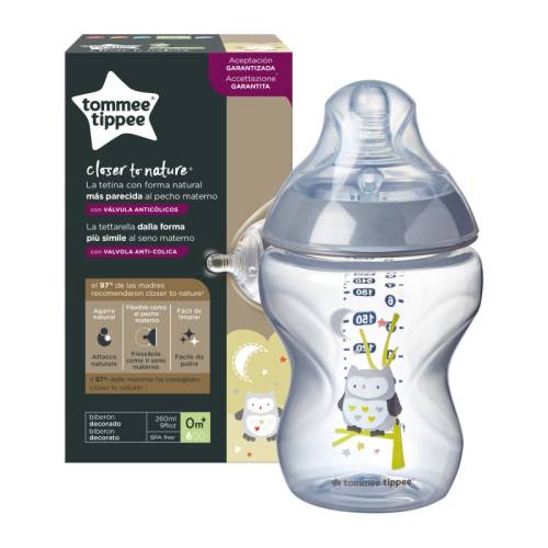 Biberon Closer to Nature Bufnita 0 luni+, 260ml, Tommee Tippee