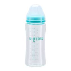 Pachet Biberon de sticla 260ml + Tentine 2 bucati, U-Grow