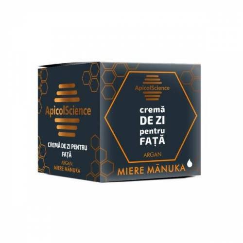 Crema de zi pentru fata cu miere de manuka si argan, 50ml - Apicol Science