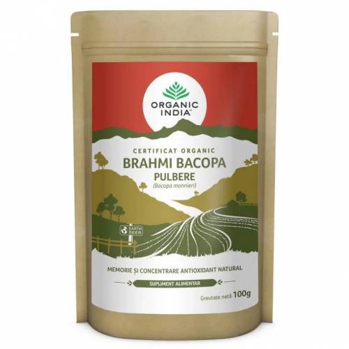 Brahmi - Bacopa, Tonic Cerebral si Memorie Pulbere, eco-bio, 100g, ORGANIC INDIA