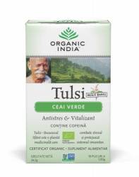 Ceai Tulsi cu Verde - Antistres Natural & Vitalizant, 18pl  - ORGANIC INDIA
