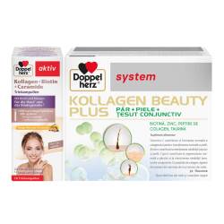 Pachet Kollagen Beauty Plus*30 flacoane și Kollagen+Biotină+Ceramide*10 flacoane, Doppelherz