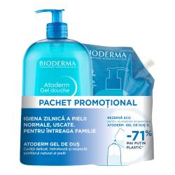 Pachet Gel de dus si rezerva Atoderm, 2*1000 ml, Bioderma
