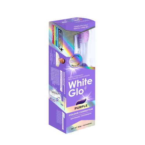 White glo extra purple colour corector pasta cu periuta X 160g tub