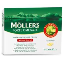 Omega 3 Forte 30 capsule Moller's – Supliment cu ulei de peste, vitamina D si E