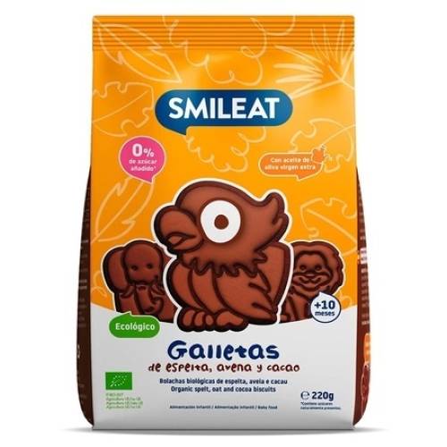 Biscuiti Bio din grau spelta si cacao in forma de animalute 220 g – Smileat