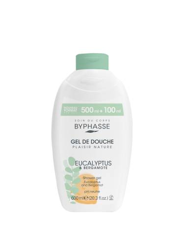 Gel de dus cu eucalipt si bergamota Plaisir Nature, 600ml, Byphasse