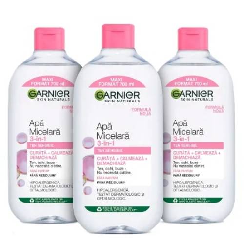 Pachet Apa micelara pentru ten sensibil Skin Naturals, 3 x 700ml, Garnier