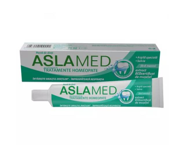 ASLAMED - PASTA DINTI TRATAMENTE HOMEOPATE, cu fluor - 75ml, Farmec