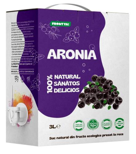 Aronia, suc pur 100 %, 3 litri, FROOTYA