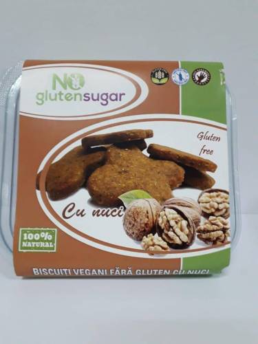 BISCUITI CU NUCI, FARA GLUTEN SI FARA ZAHAR 150g – NO GLUTENSUGAR