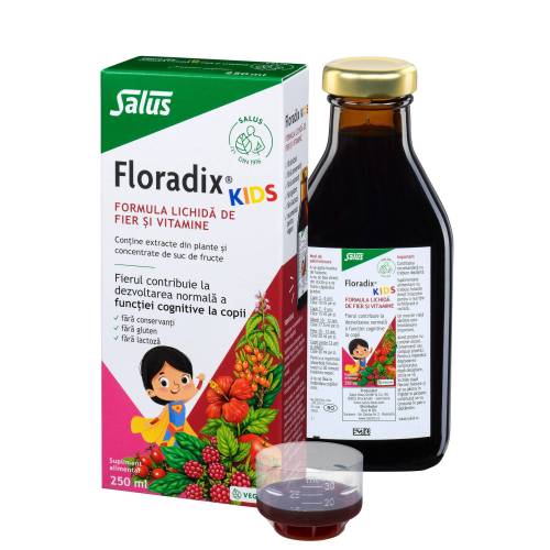 Floradix Kids - Formula lichida de fier si vitamine pentru copii, 250 ml, Salus Haus