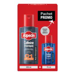 Pachet Sampon Cafeina C1, 250ml si Lotiune energizanta pentru par Caffeine Liquid 75ml, Alpecin