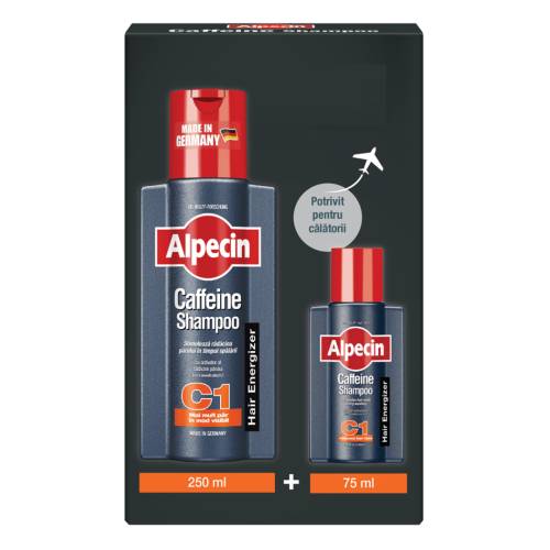 Pachet Sampon cu cafeina pentru cresterea parului C1, 250 ml + 75 ml, Alpecin