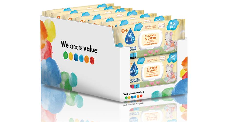 Pachet Servetele umede pentru copii cu Aloe si Migdale, 50 x 14 bucati, Go Wipes