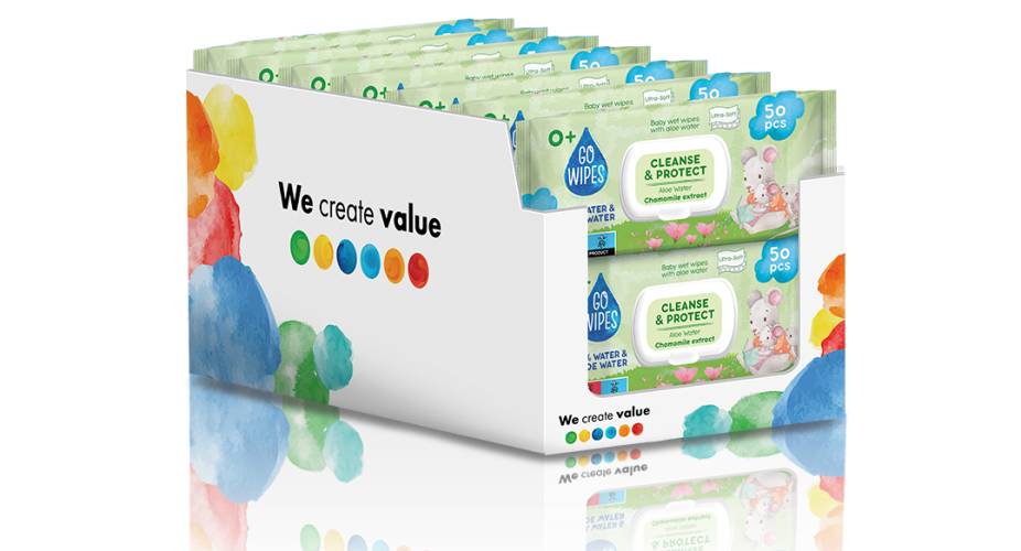 Pachet Servetele umede pentru copii cu Aloe si Musetel, 50 x 14 bucati, Go Wipes