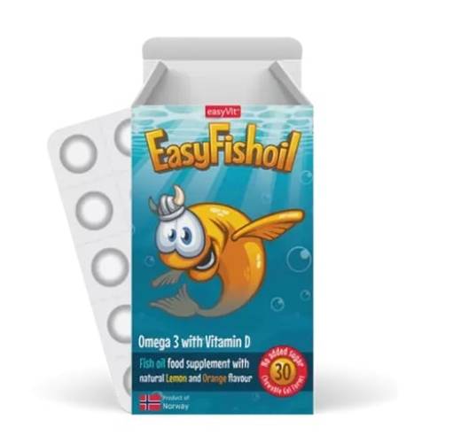 Easy Fishoil omega 3 si vitamina D 30 comprimate masticabile