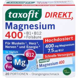 Taxofit Magnesium 400+B1+B6+B12+Folsäure 800 Gran. 20 St