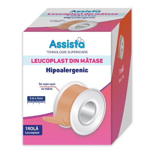 Leucoplast din matase, 5m*5cm, Assista