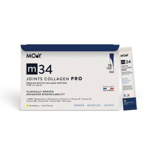 Colagen PRO bovin cu aroma de capsuni, lamaie si menta m34, 15 plicuri x 13 g – Molecules of Youth