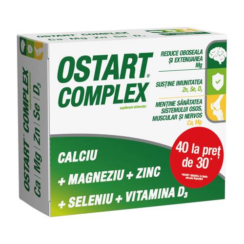 Ostart Complex Ca+Mg+Zn+Se+D3, 40 comprimate, Fiterman