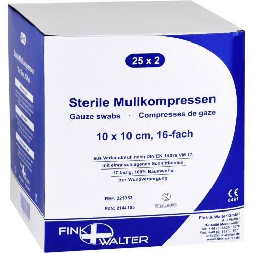 Mullkompressen 10x10 cm steril 16fach 50 St