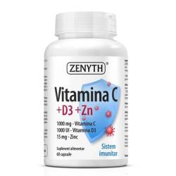 Vitamina C + D3 + Zn, 60 capsule – Zenyth