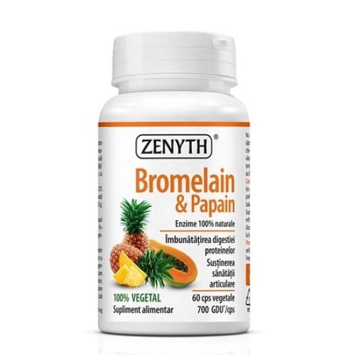 Enzime digestive Bromelain & Papain – 60 capsule vegetale, Zenyth