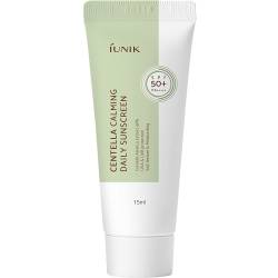 IUNIK Centella Calming Daily Sunscreen – Crema de fata mini SPF50+ pentru protectie si calmare, 15 ml