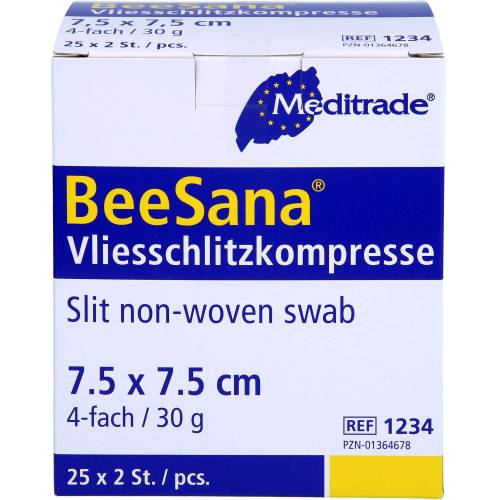 Schlitzkompressen Vlies 7,5x7,5 cm steril 4fach 50 St