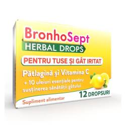 BronhoSept Herbal Drops, tuse și gât iritat, 12 dropsuri, Justin Pharma