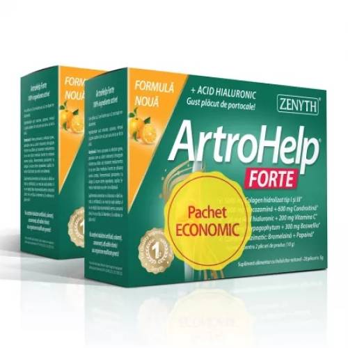 Pachet ArtroHelp Forte, 28+14 plicuri – Formula 6 in 1 pentru articulatii sanatoase, Zenyth
