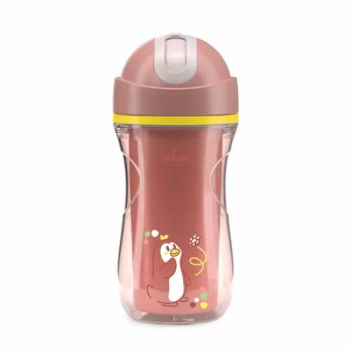 Canuta sport termorezistenta roz cu pai 14 luni+, 266ml, Chicco