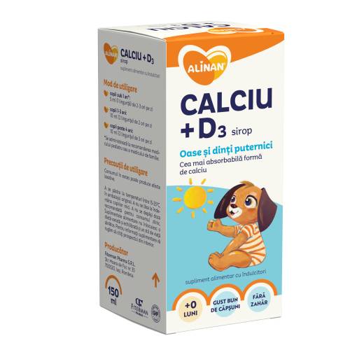 Sirop copii Alinan Calciu + Vit D3 , 150ml, Fiterman