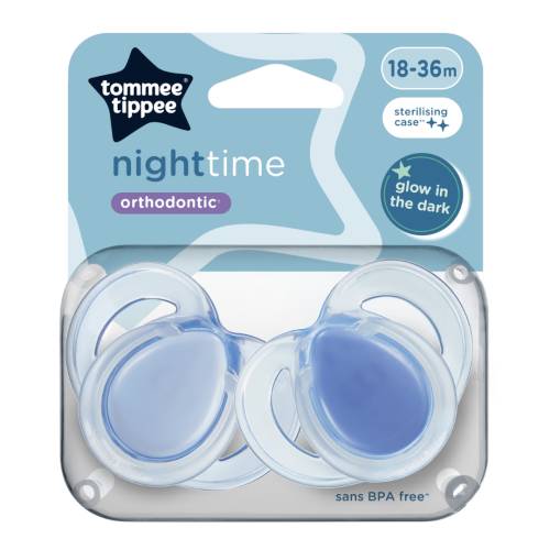Suzete ortodontice Night Time, 18-36 luni, 2 bucati, Albastru, Tommee Tippee