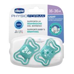 Suzete din silicon pentru copii 16-36 luni PhysioForma Light Glow Bleu, 2 bucati, Chicco