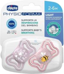 Suzete PhysioForma Light Roz 2-6 luni, 2 bucati, Chicco