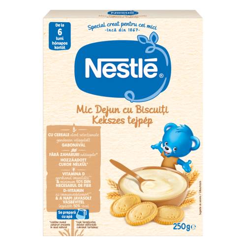 Cereale mic dejun cu biscuiti si lapte Infant Cereals pentru +6 luni, 250g, Nestle