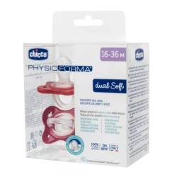 Suzeta anatomica PhysioForma Dual Soft Roz 16-36 luni, 2 bucati, Chicco