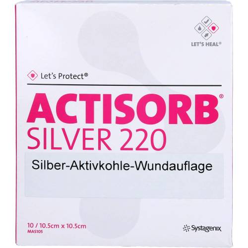 Actisorb 220 Silver 10,5x10,5 cm steril Kompressen 10 St