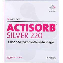 Actisorb 220 Silver 10,5x10,5 cm steril Kompressen 10 St